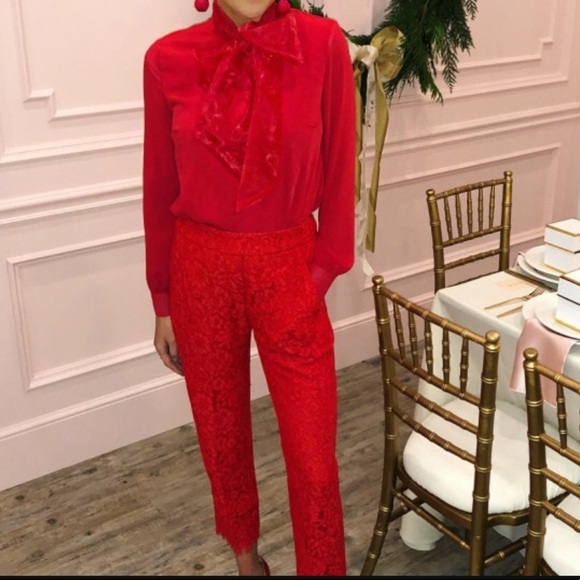 🔥SALE🔥 NEW J Crew red lace Peyton pull on pants sz6 - Picture 2 of 6